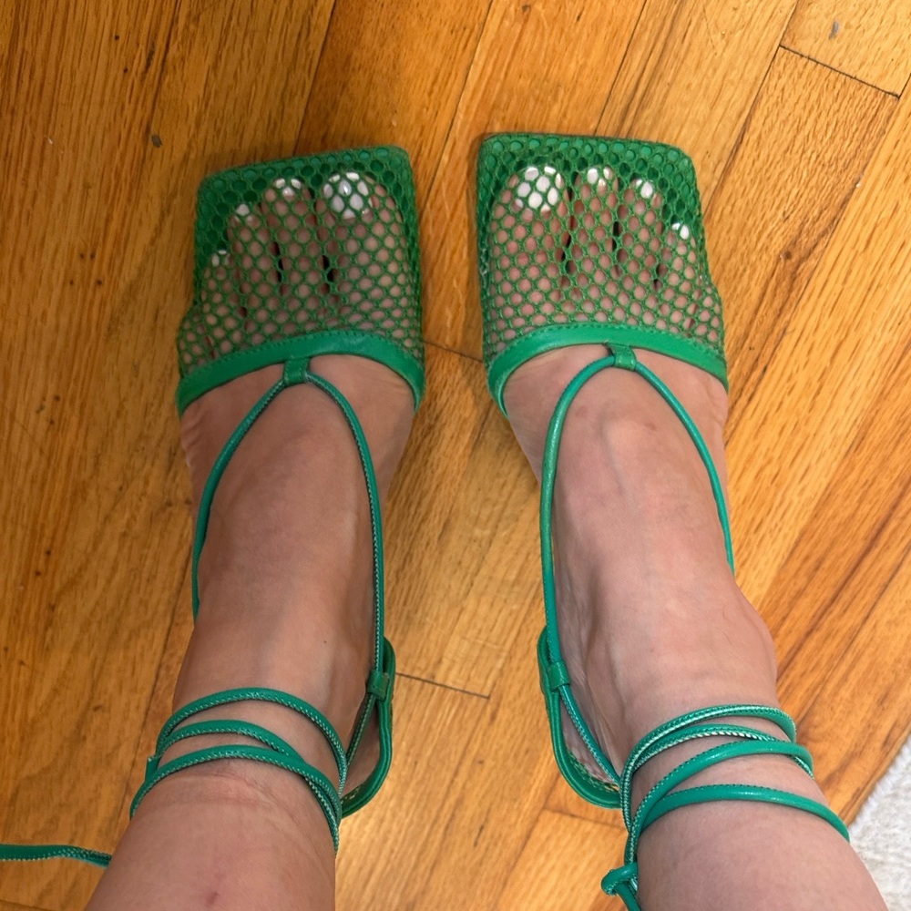 Bottega Veneta Green Mesh Sandals